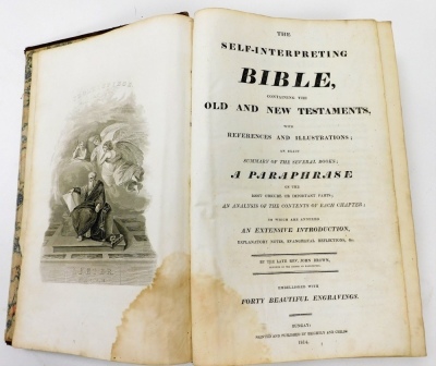 Rev. John Brown: The Self Interpreting Bible, containing the Old and New Testaments, with references and illustrations, calf, published and printed by Brightly and Childs, Bungay 1814. - 2