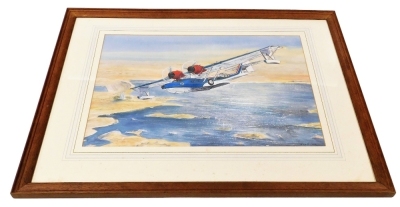 Warwick Jacobs (b.1963). Study of a PBY Catalina flying boat, watercolour, signed, 38cm x 55cm. - 2