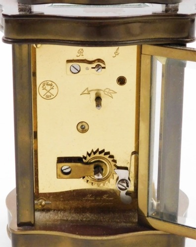 A L'Epee brass cased carriage clock, the dial inscribed L'Epee Fondee ...