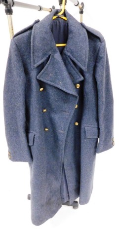 A 1960's RAF blue grey wool overcoat, by James Dawson (Bradford) Ltd, dated 1967, size number 7.