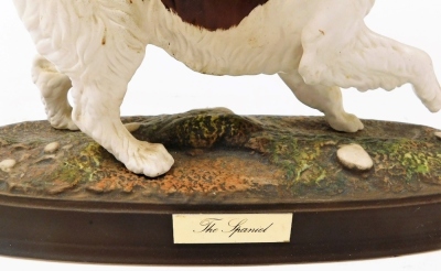 A Royal Doulton matt figure of The Spaniel, raised on a naturalistic oval base, with name plate, printed mark, 30cm wide. - 4