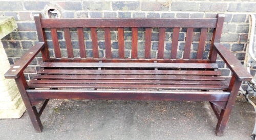 A slatted garden bench, 154cm wide.