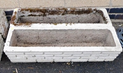 A pair of painted composition planters, of rectangular form, 94cm wide.