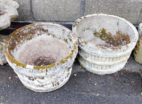 A pair of painted composition circular planters, each 48cm diameter.