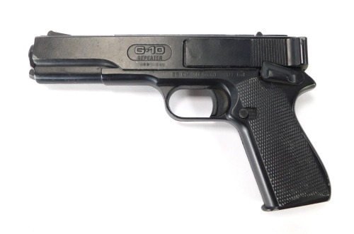 A G-10 .177 calibre air pistol, marked Huntington Beach, CA, USA.
