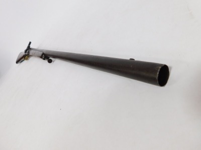 A 19thC muzzle loading shotgun, percussion conversion from flintlock, with mahogany stock and steel ramrod, 129cm overall length. - 2