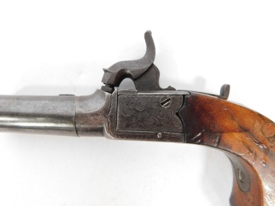 An early 19thC box lock percussion pistol, by Rigg of London with figured walnut handle, 15cm. - 4