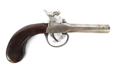 A 19thC box lock percussion pistol, inscribed Vigniat d' St Etienne, mahogany handle, 19cm.