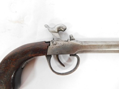 A 19thC box lock percussion pistol, inscribed Vigniat d' St Etienne, mahogany handle, 19cm. - 3