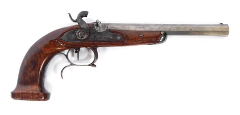 A French duelling pistol, with octagonal barrel, lock plate engraved Chopard a Nantes, with walnut stock, 37cm.