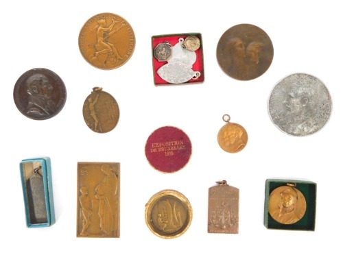 A group of mainly Belgian medallions, ranging from 19thC, World War I and 1930s.