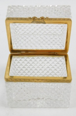 A pressed glass jewellery casket, with rectangular top, and gilt banding, 10cm high, 10cm wide, 7cm deep. - 2