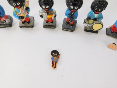 Nine Robertsons advertising figures, each painted, together with a pin badge (AF). (10) - 4