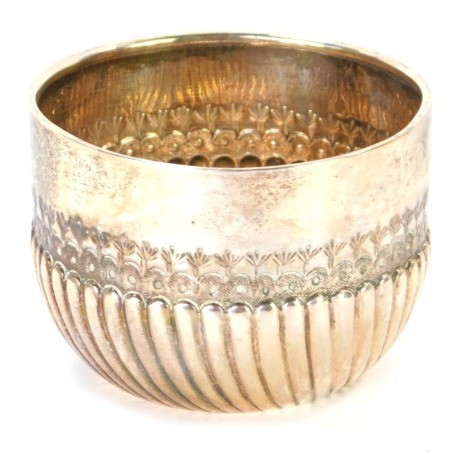 A Victorian silver bowl, of part fluted design, maker J W, No 1143, London 1887, 2 oz.