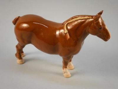 A Beswick ceramic figure of a brown Suffolk Punch - Champion Hasse Dainty