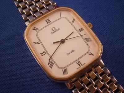 A gentleman's Omega De Ville steel cased wristwatch with a gold plated