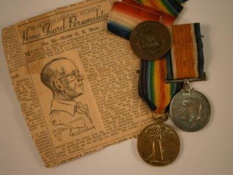 Two medals presented to a Lieutenant G.E Moss