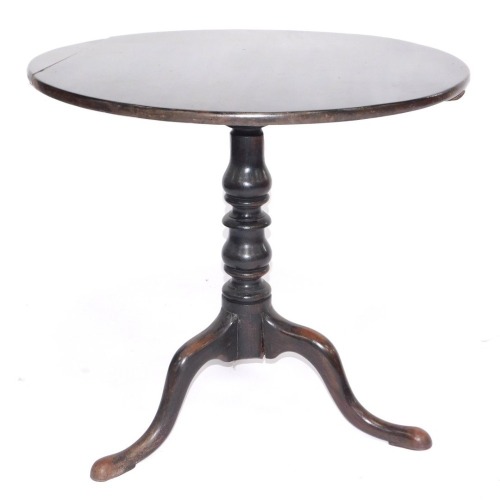 A 19thC tilt top supper table, with circular top and tripod base, 75cm diameter.