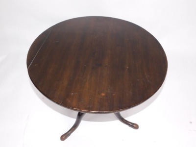 A 19thC tilt top supper table, with circular top and tripod base, 75cm diameter. - 2