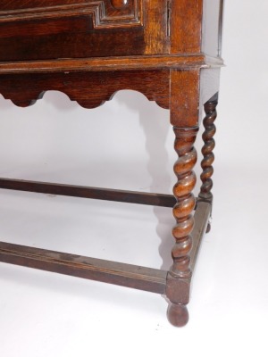 A 1920's barley twist oak sideboard, with caned back, 137cm wide. - 3