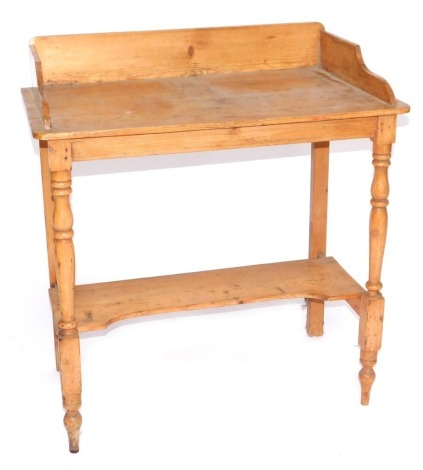 A Victorian stripped pine wash stand, with tray top and under shelf, 77cm wide.