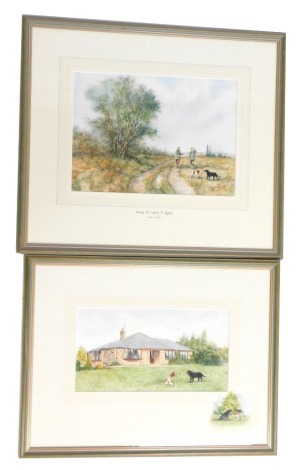 Trevor Parkin (20thC School). Dogs, two watercolours, comprising Setting The World to Rights, 25cm x 34cm, and The Bungalow, 16cm x 31cm, framed. (2)