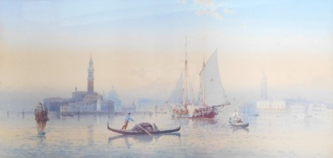 G W R (20thC School). Italian boating scene, watercolour, signed and dated '78, 33cm x 69cm, framed.