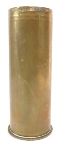 Trench art, a brass shell case converted to a vase, stamped Dusseldorf January 1917, 23cm high.