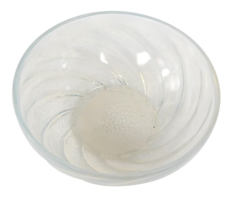 An R Lalique of France opaque glass bowl, Poissons pattern, 24cm diameter.