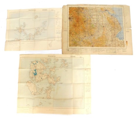 Maps, an Ordanance Survey war issue map for 1940 and two German war maps of the Orkney Islands. (3)