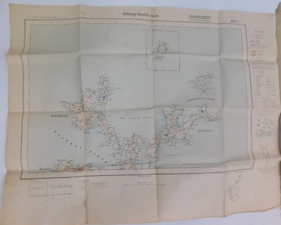 Maps, an Ordanance Survey war issue map for 1940 and two German war maps of the Orkney Islands. (3) - 2