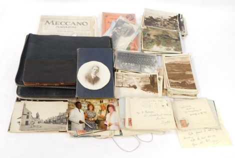 Books and ephemera, comprising Meccano magazine, black and white postcards, The Imitation of Christ, etc. (1 box)