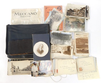 Books and ephemera, comprising Meccano magazine, black and white postcards, The Imitation of Christ, etc. (1 box) - 2