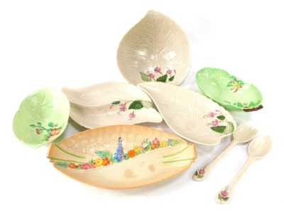 A group of Carlton ware, comprising Carlton ware salad bowl and servers, leaf shaped dishes, etc. (a quantity) - 2