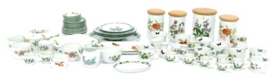 A group of Royal Worcester Worcester Herbs pattern tea wares, comprising kitchen cannisters, cups and saucers, soup bowls, milk jug, plates, ramekins, etc. (a large quantity) - 5