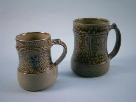 A Studio Pottery salt glaze mug by Ray Finch of Winchcombe