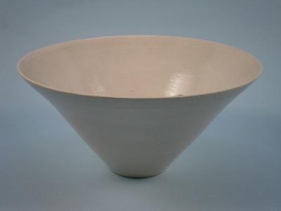 A white glazed Studio Pottery flared bowl