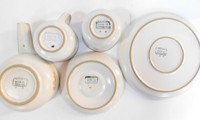 A Denby pink flowers pattern part tea and dinner service, comprising cups and saucers, tureens, serving bowls, graduated meat plates, dinner plates, etc. (a quantity) - 3