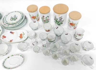 A group of Royal Worcester Worcester Herbs pattern tea wares, comprising kitchen cannisters, cups and saucers, soup bowls, milk jug, plates, ramekins, etc. (a large quantity) - 3