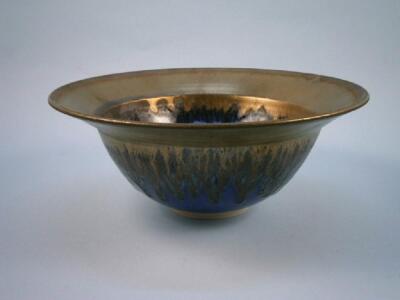 A Studio Pottery bowl by Bill Moore of the Moore Pottery with a blue and