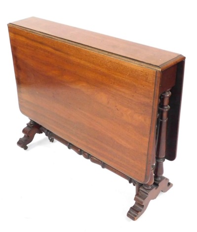 A Victorian mahogany Sutherland table, the rectangular top with a moulded edge, on spindle turned supports, 91cm wide.