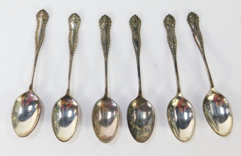 A set of six Victorian silver teaspoons, each with beaded shell pattern top, Sheffield 1894, 2 ¾oz.