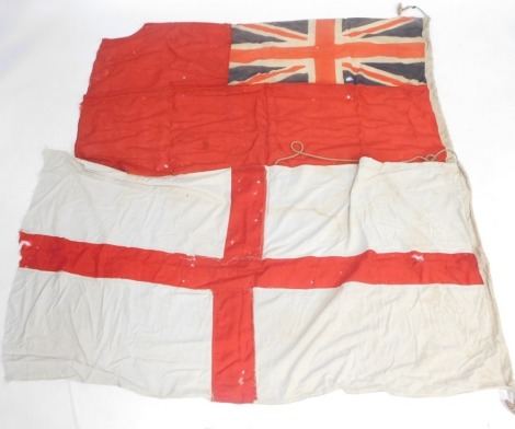 A red Ensign flag and a St George's flag. (2)