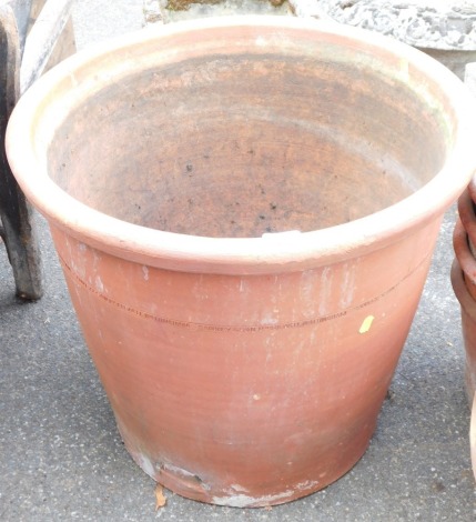 A terracotta flower pot, by Sankey & Son Ltd, Bulwell, Nottingham, 53cm high, 58cm diameter.