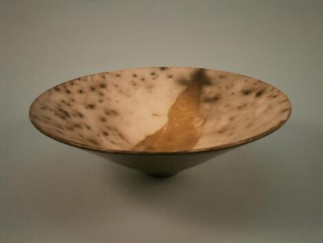 A Studio Pottery bowl by Laurence Rye with smoke decoration