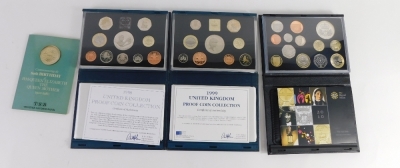 Various Royal Mint coin sets, 1998, 1999, 2010 proof set, an 80th Birthday HM Queen Elizabeth The Queen Mother 1900-1980. (4)