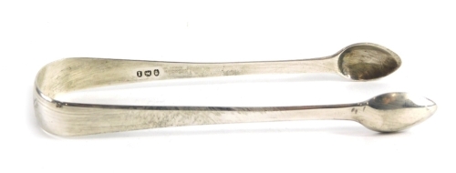 A Pair of George III silver sugar tongs, old English pattern, probably Birmingham 1809, 14cm long, 1.2oz.