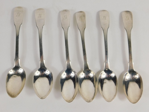 A set of six George IV York silver teaspoons, by James Barber and William Whitwell, York 1821, 13cm long, 4oz. (6)