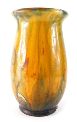 An unusual Crown Ducal dripware vase, with multicoloured glazes, printed mark in black.