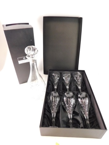 Various Royal Doulton crystal, to include decanter with stopper, 35cm high, and a set of six glasses, in two boxes. (a quantity)